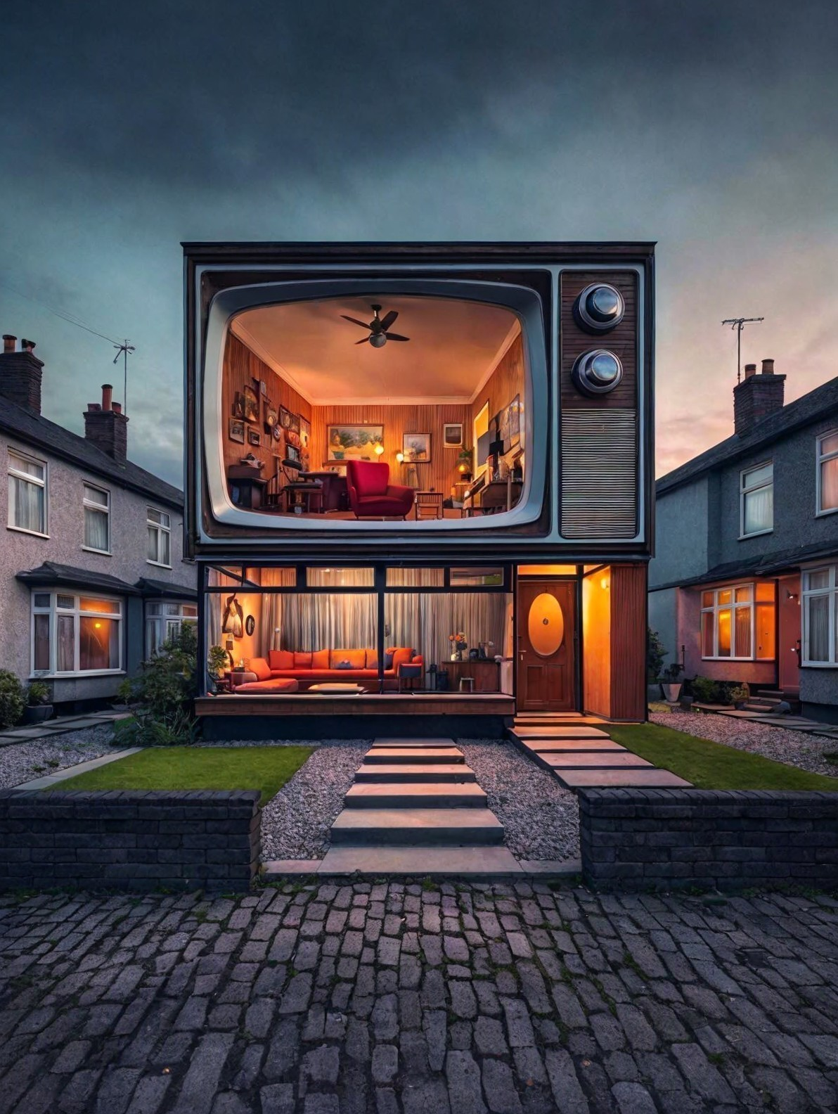 House Designed as an Oversized Television Structure