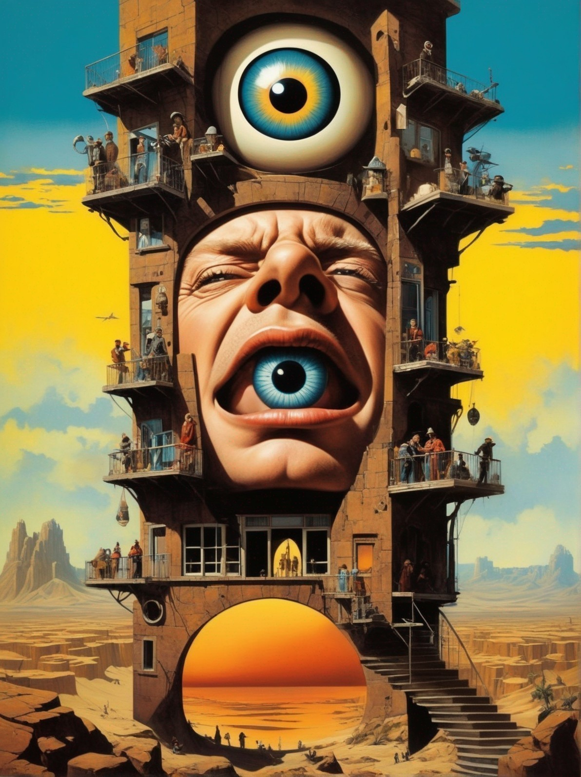 Surreal Building Structure Resembling a Human Face