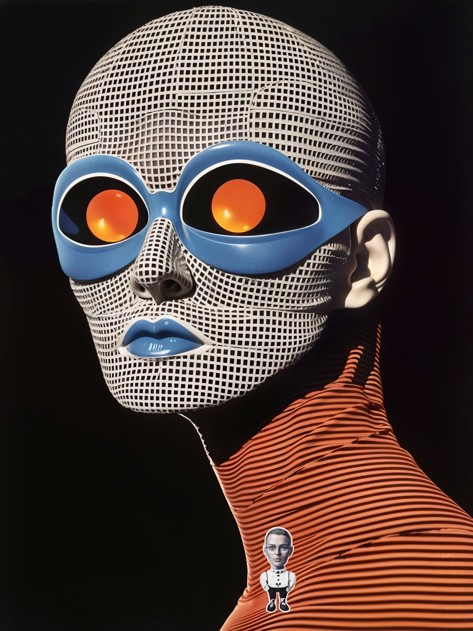 Abstract Humanoid Figure with Mesh Head and Glasses