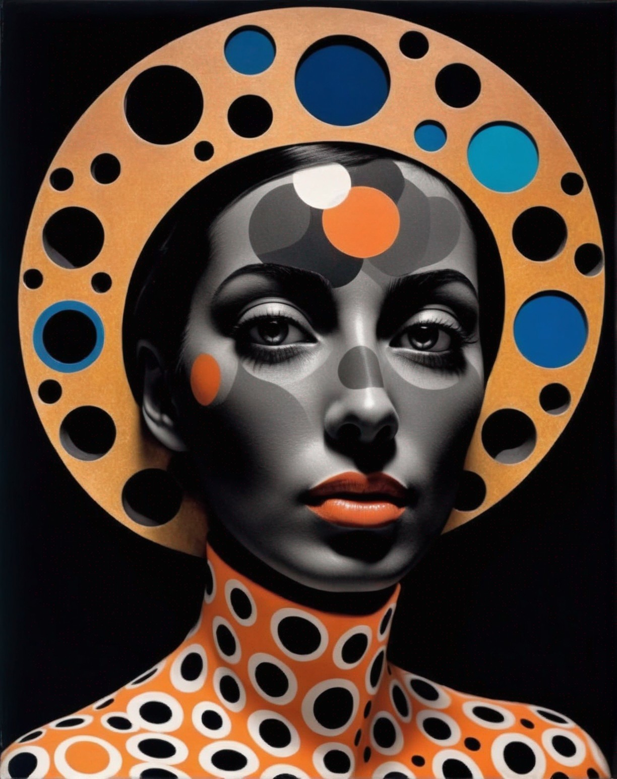 Portrait of a Woman with Bold Polka Dot Patterns