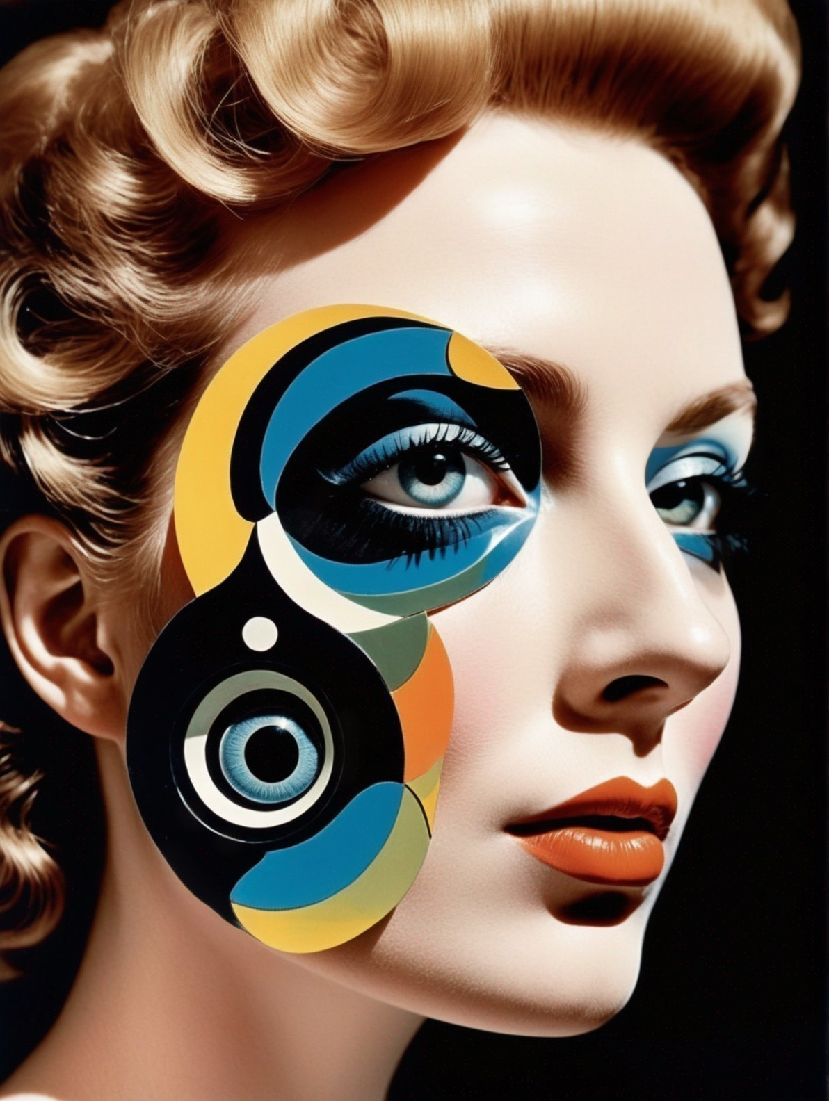 Artistic portrait of a woman with colorful makeup