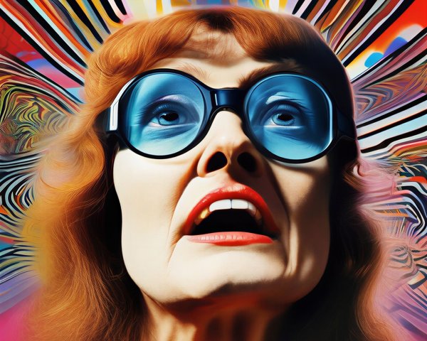 Portrait of a Red-Haired Woman with Vibrant Background