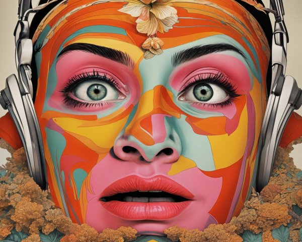 Vibrant Portrait of a Woman with Bold Face Paint