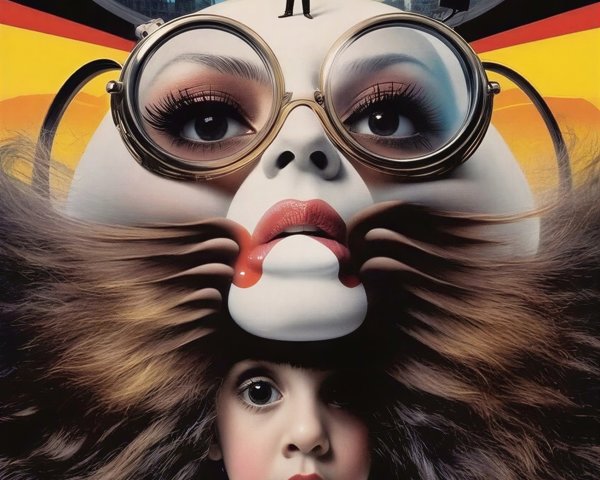 Surrealist Pop Art Featuring Giant Woman's Face