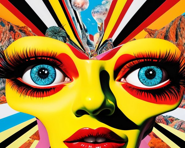 Surreal Portrait with Exaggerated Features and Colors
