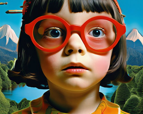 Photorealistic portrait of a girl with colorful attire