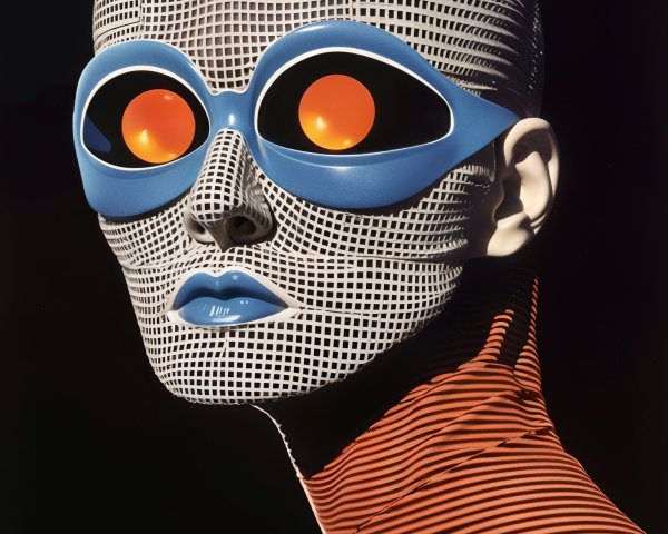 Abstract Humanoid Figure with Mesh Head and Glasses
