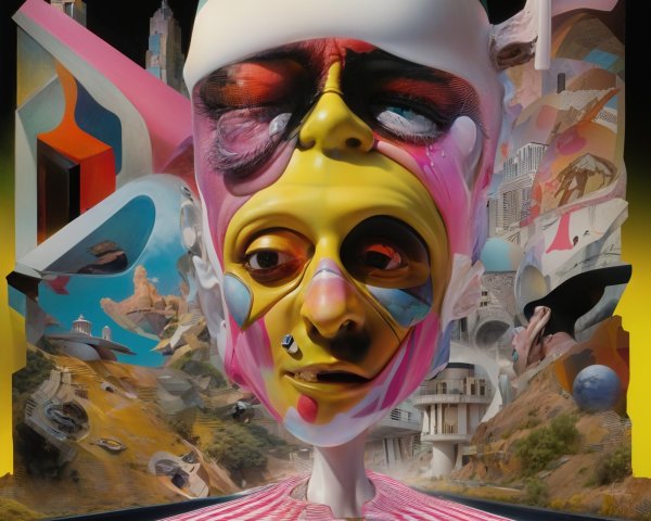 Surreal Colorful Visage with Abstract Background