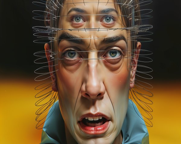 Surreal Hyper-Realistic Sculpture of a Distressed Head
