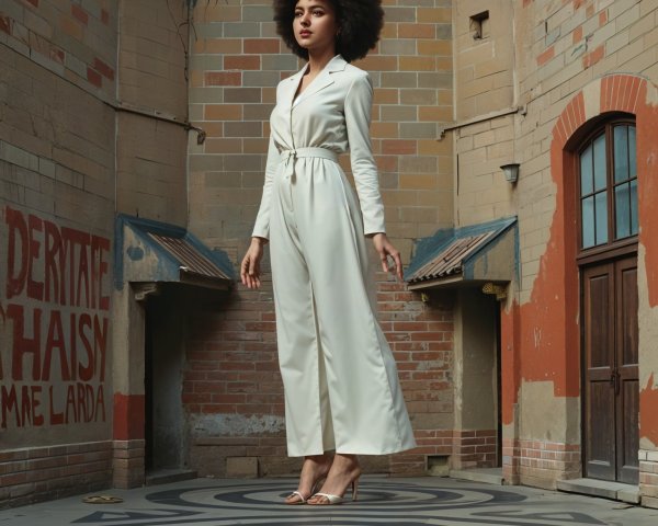 Afro-Latina Woman in Urban Alleyway with Graffiti