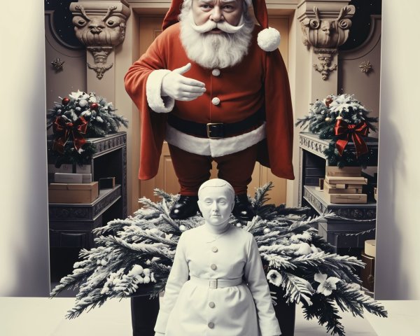Life-Sized Santa Claus in Archway Doorway Setting