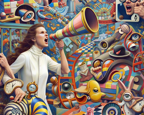 Colorful Surrealist Dreamscape with Vibrant Elements