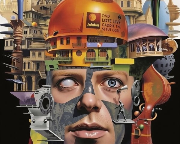 Surreal Cityscape with Colossal Human Head