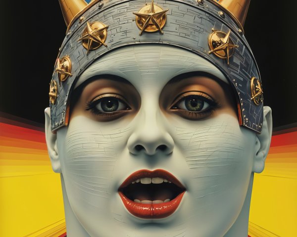 Stylized Head with Ornate Crown and Dreamy Colors