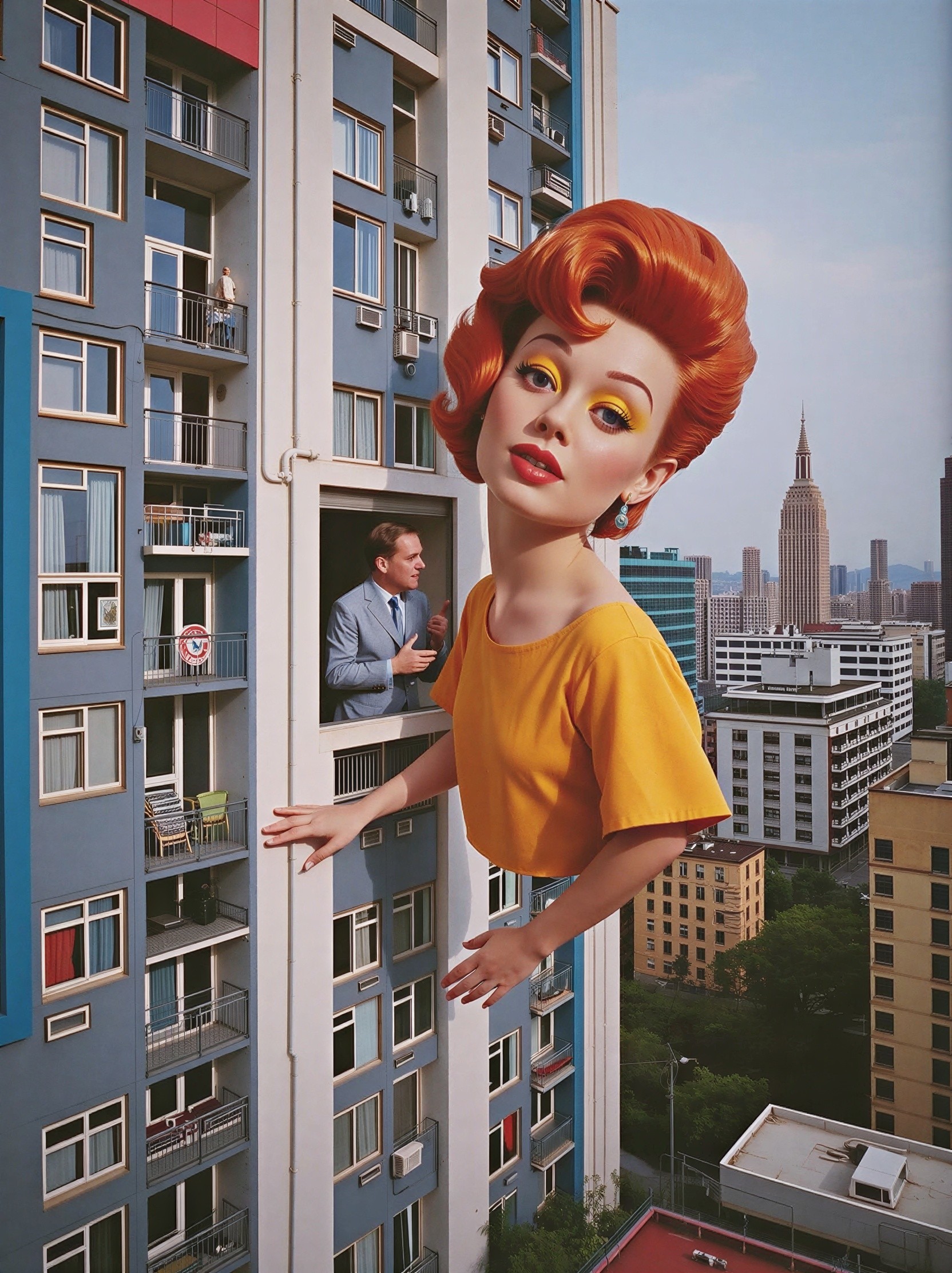 Surreal Pop Art of Giant Woman in New York City