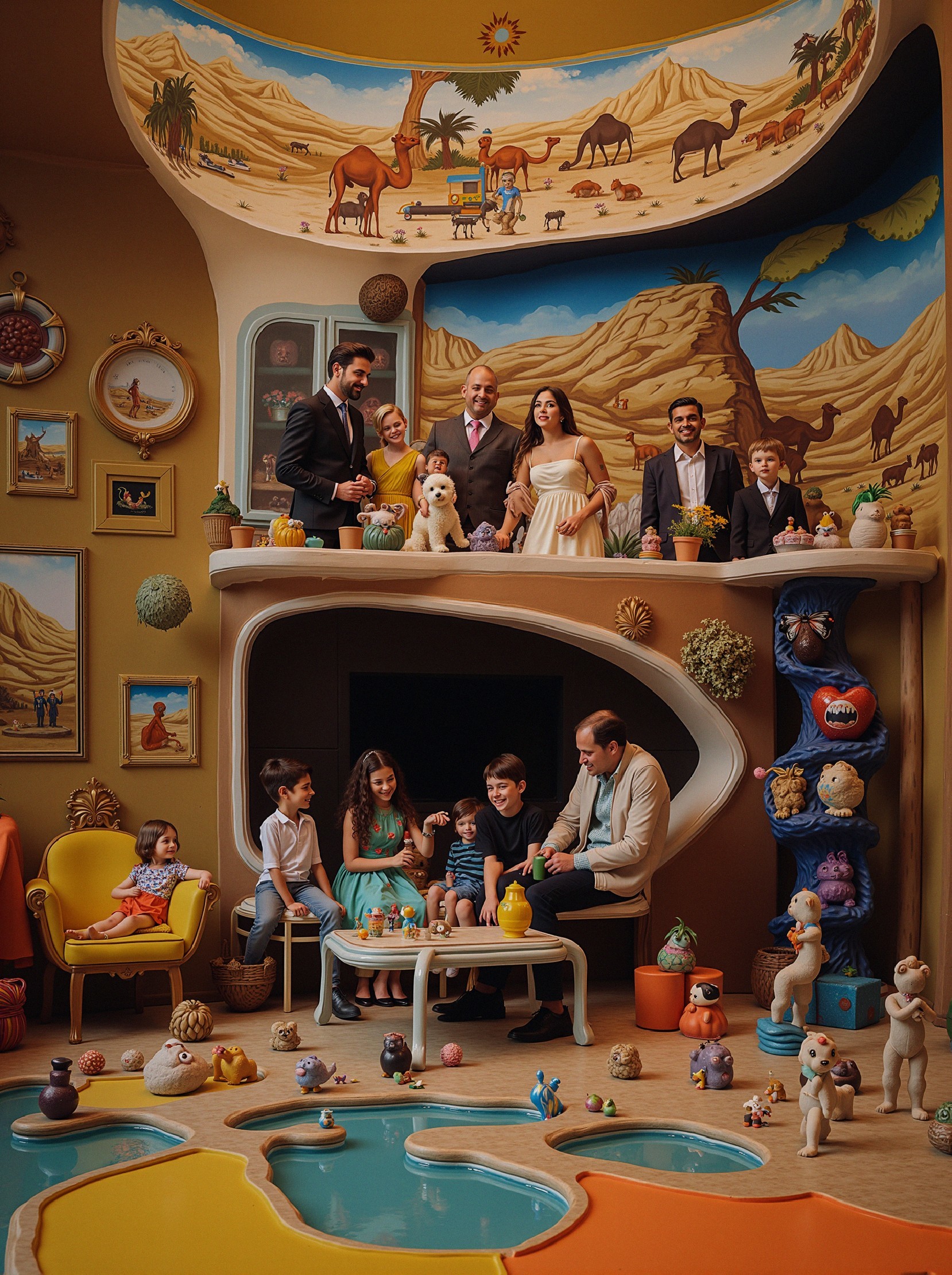 Cheerful Family Gathering in Whimsically Decorated Room