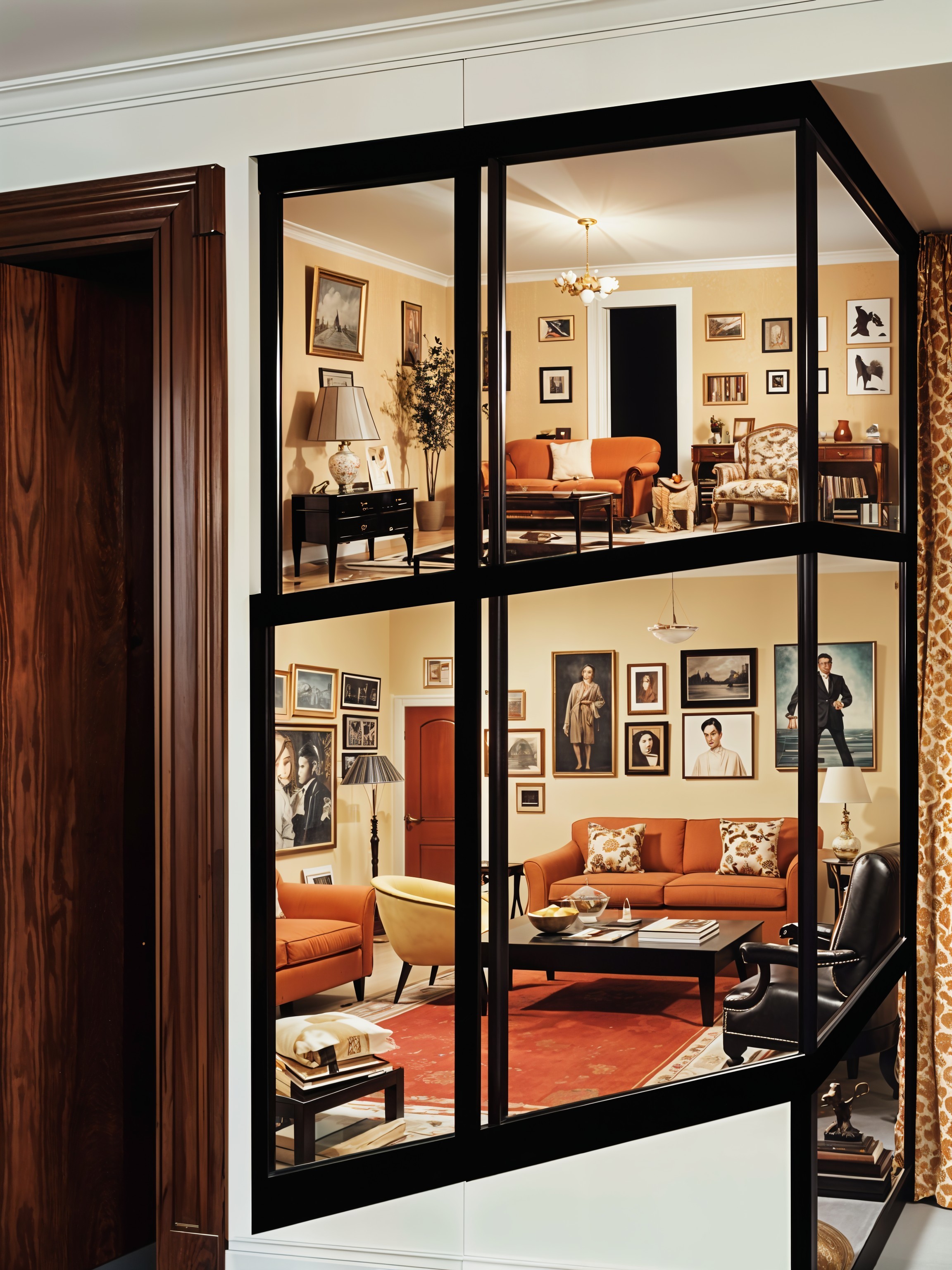 Modern Glass Partition in Stylish Living Room Design
