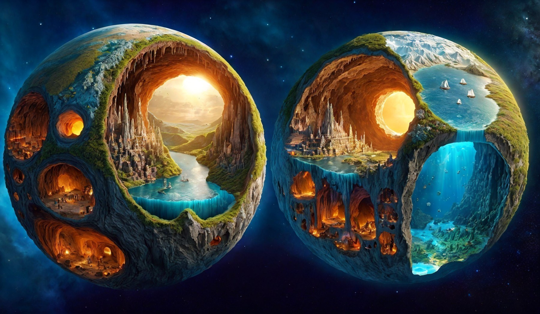 Celestial Spheres with Landscapes and Architecture