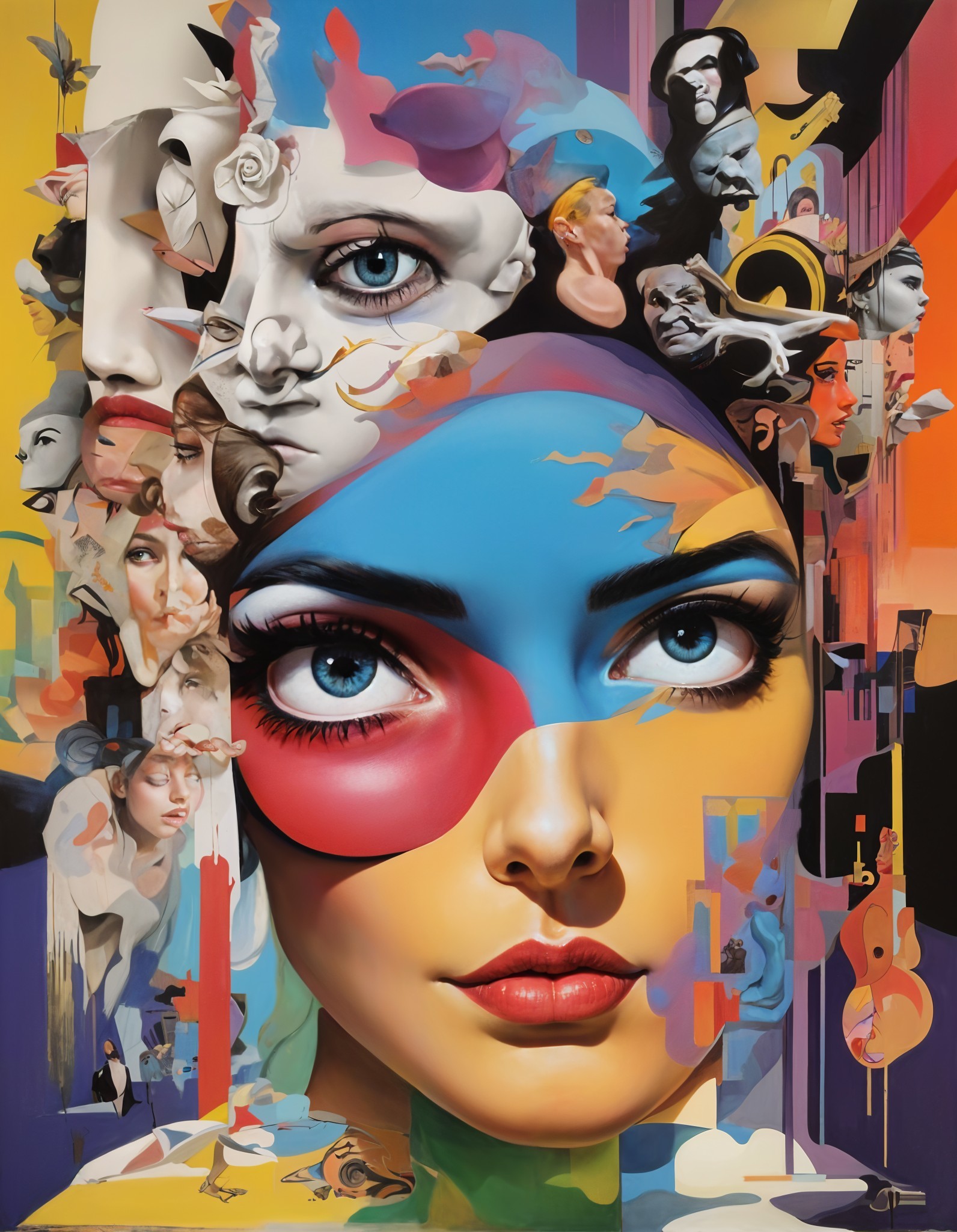 Surreal Portrait of a Woman with Vibrant Colors