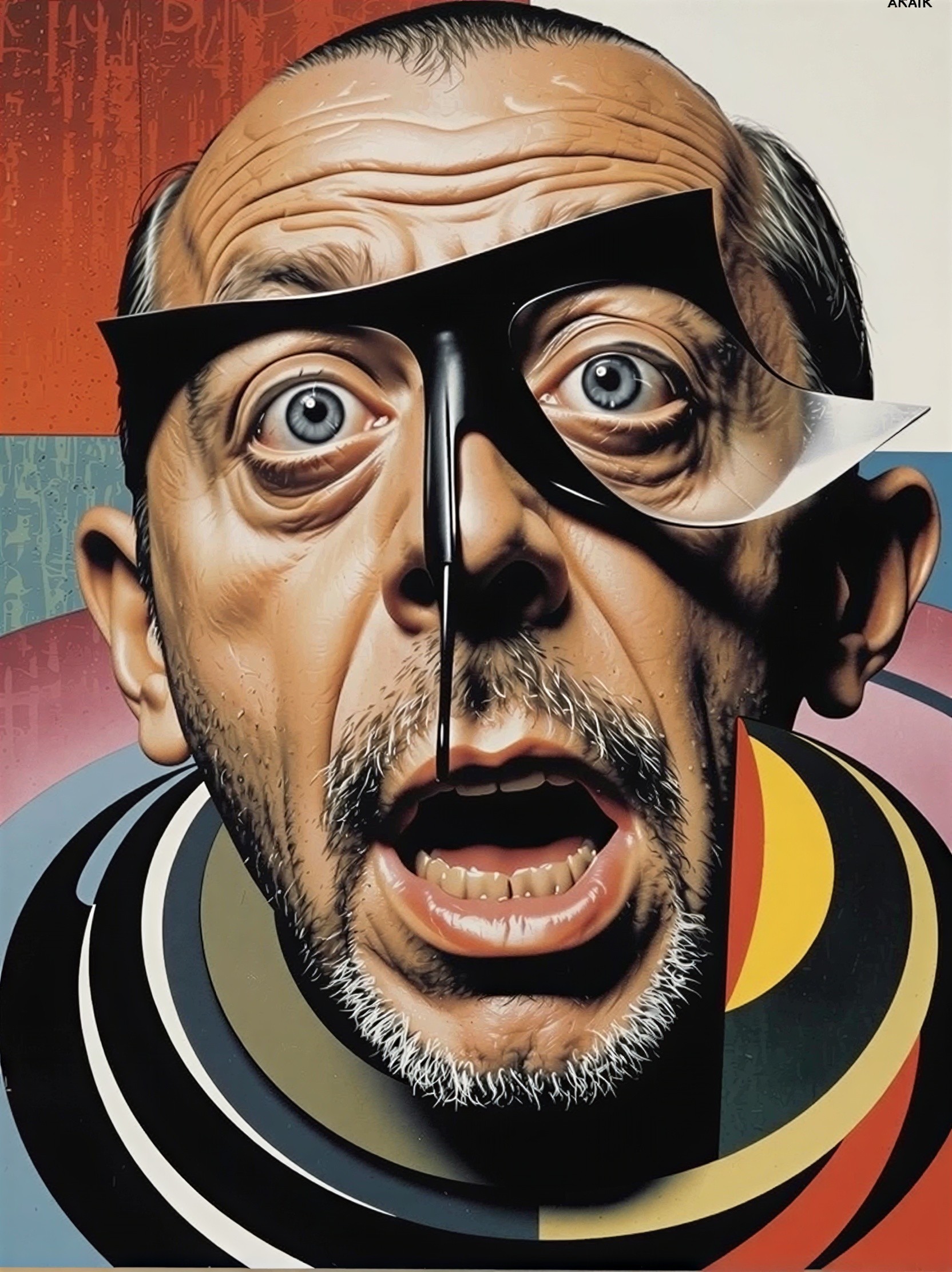 Surreal Close-Up of a Middle-Aged Man's Face