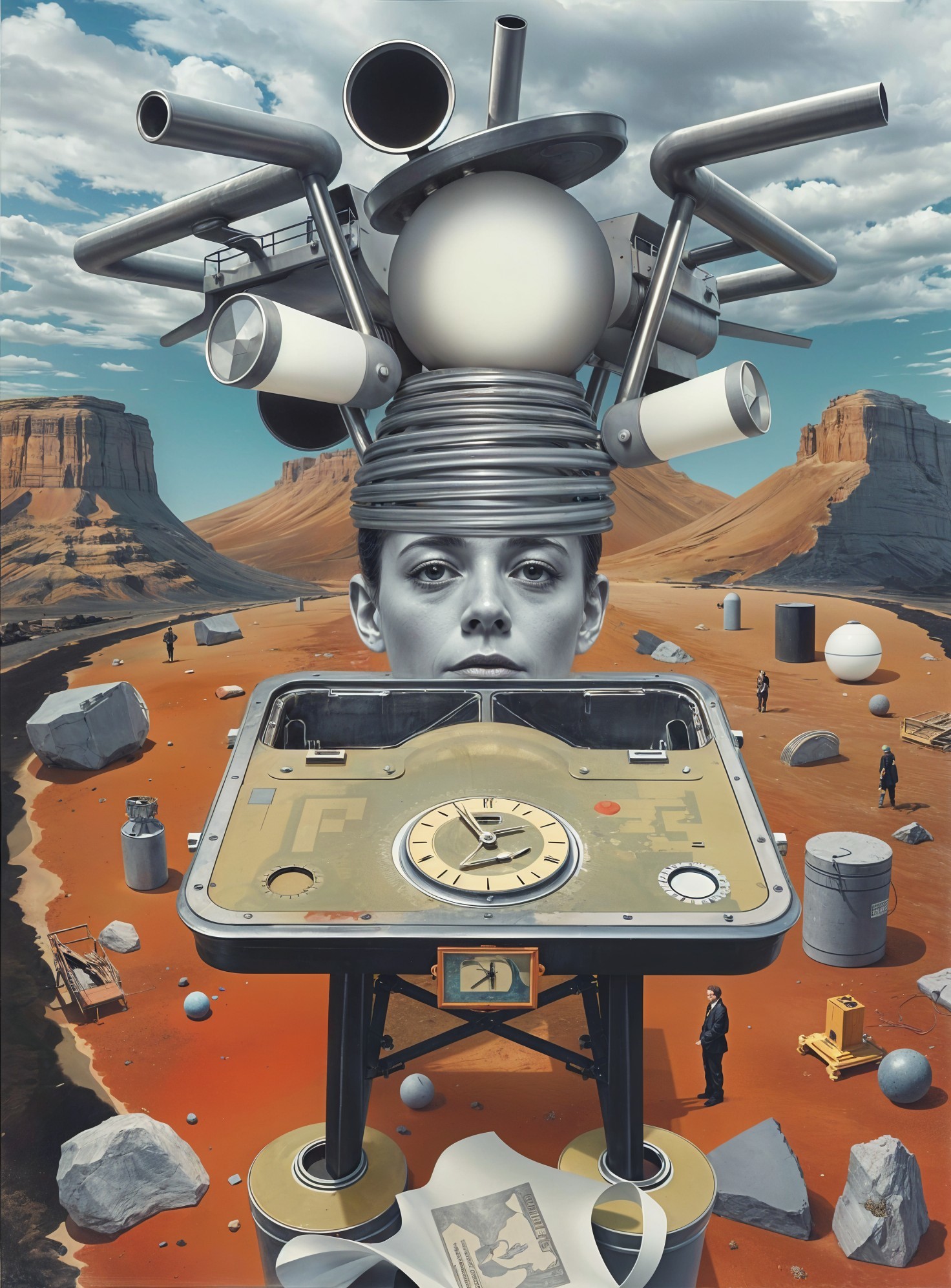 Surreal Artwork Blending Futuristic and Desert Elements