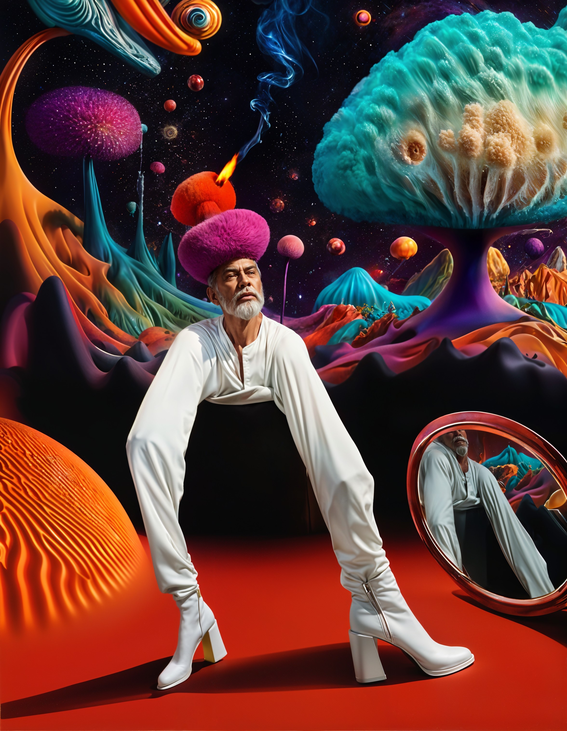 Surreal Scene of Fashion and Fantasy Elements