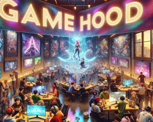 Vibrant Gaming Arena with Engaged Enthusiasts