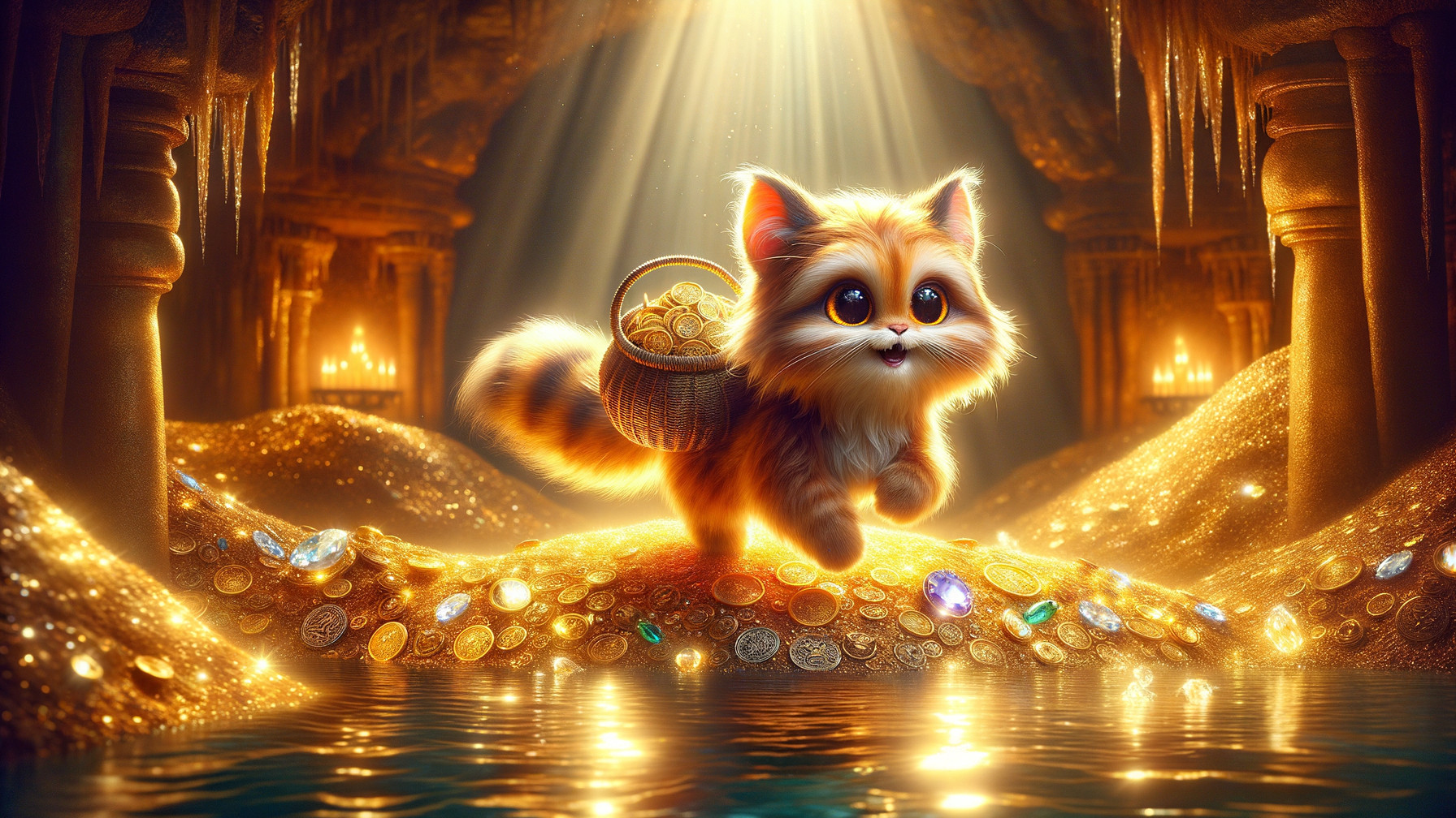 Joyful Cat's Adventure in a Treasure Cave