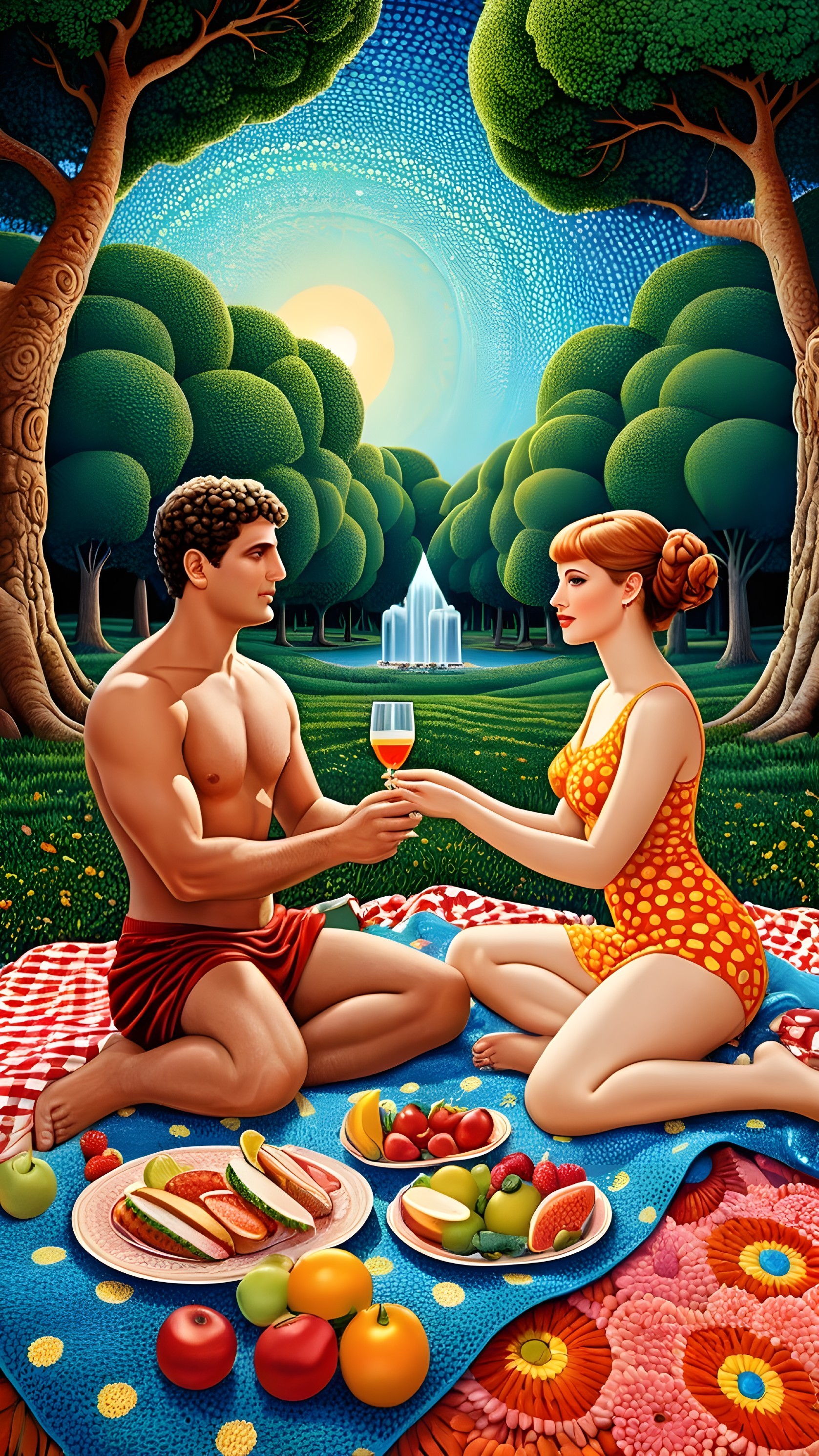 Romantic Picnic in a Vibrant Park Setting