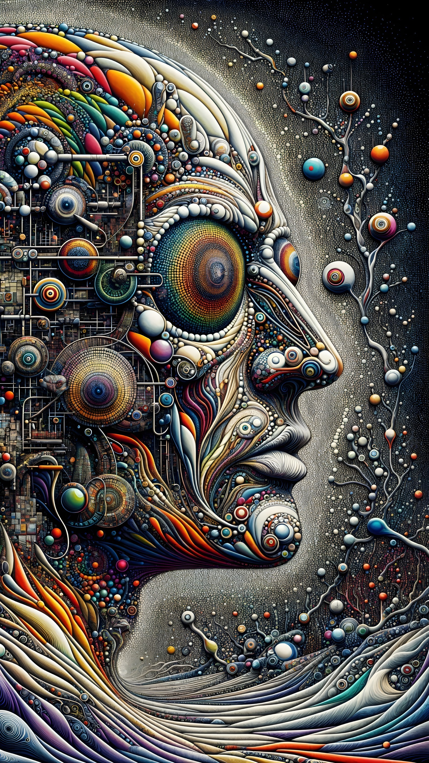 Intricate Colorful Profile of a Human Face Design