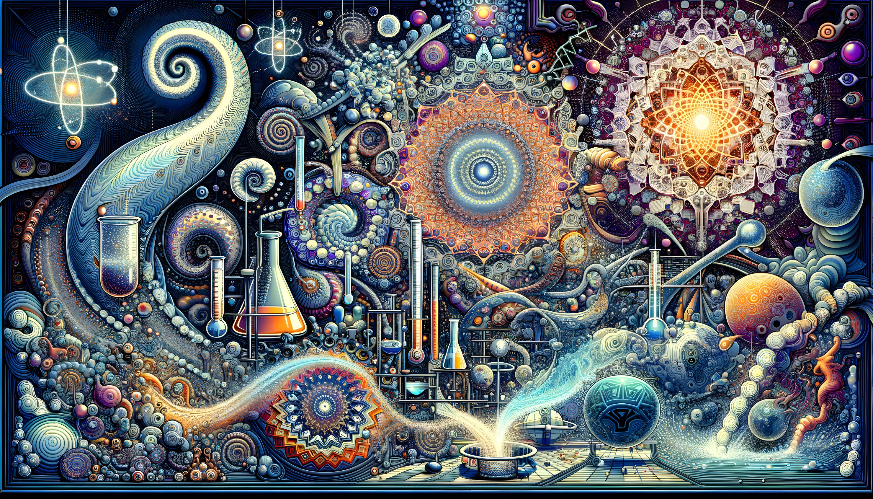 Surreal Cosmic Laboratory with Celestial Elements