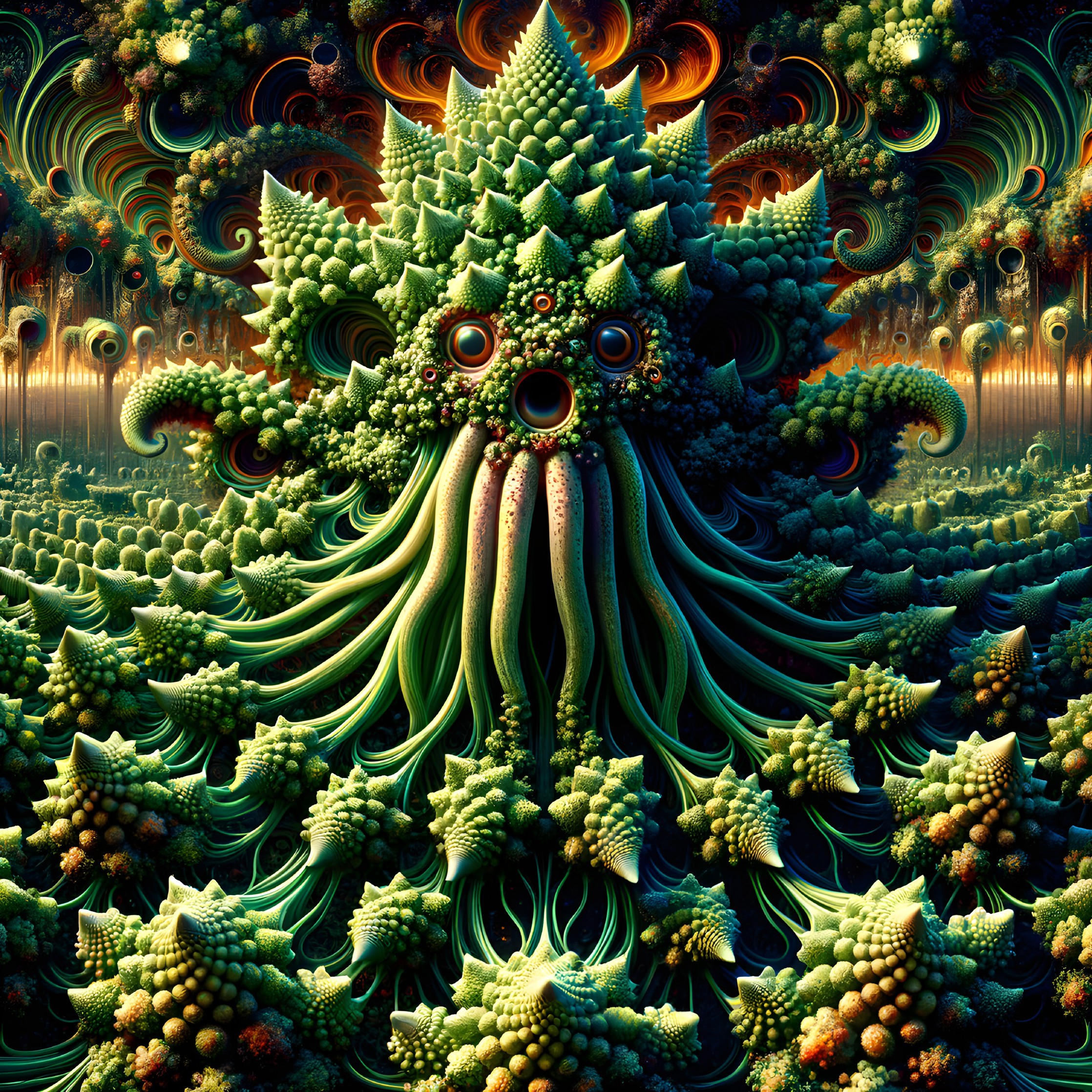 Psychedelic Fractal Art of a Surreal Multi-eyed Creature