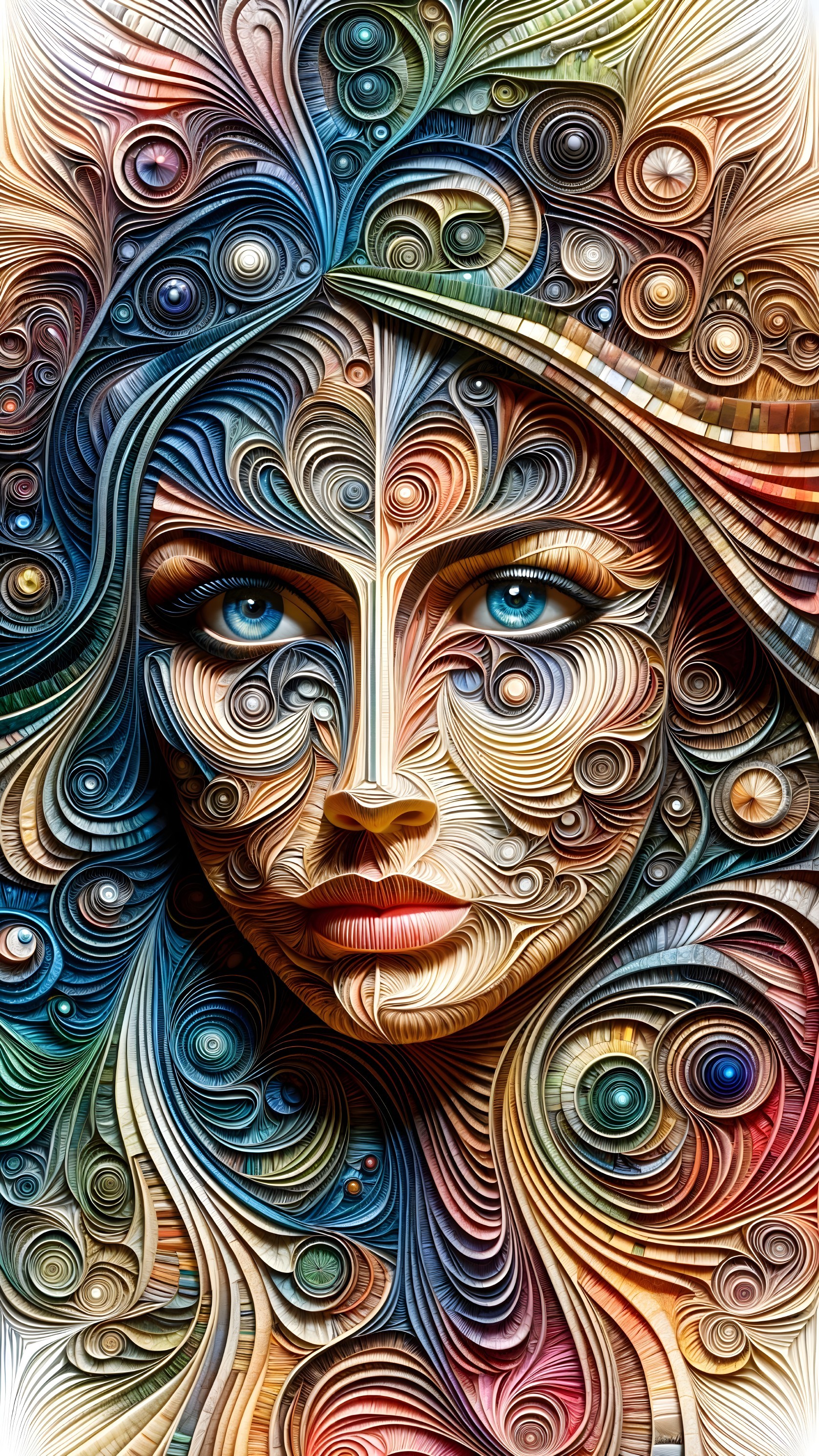 Intricate Portrait of a Woman with Vibrant Patterns