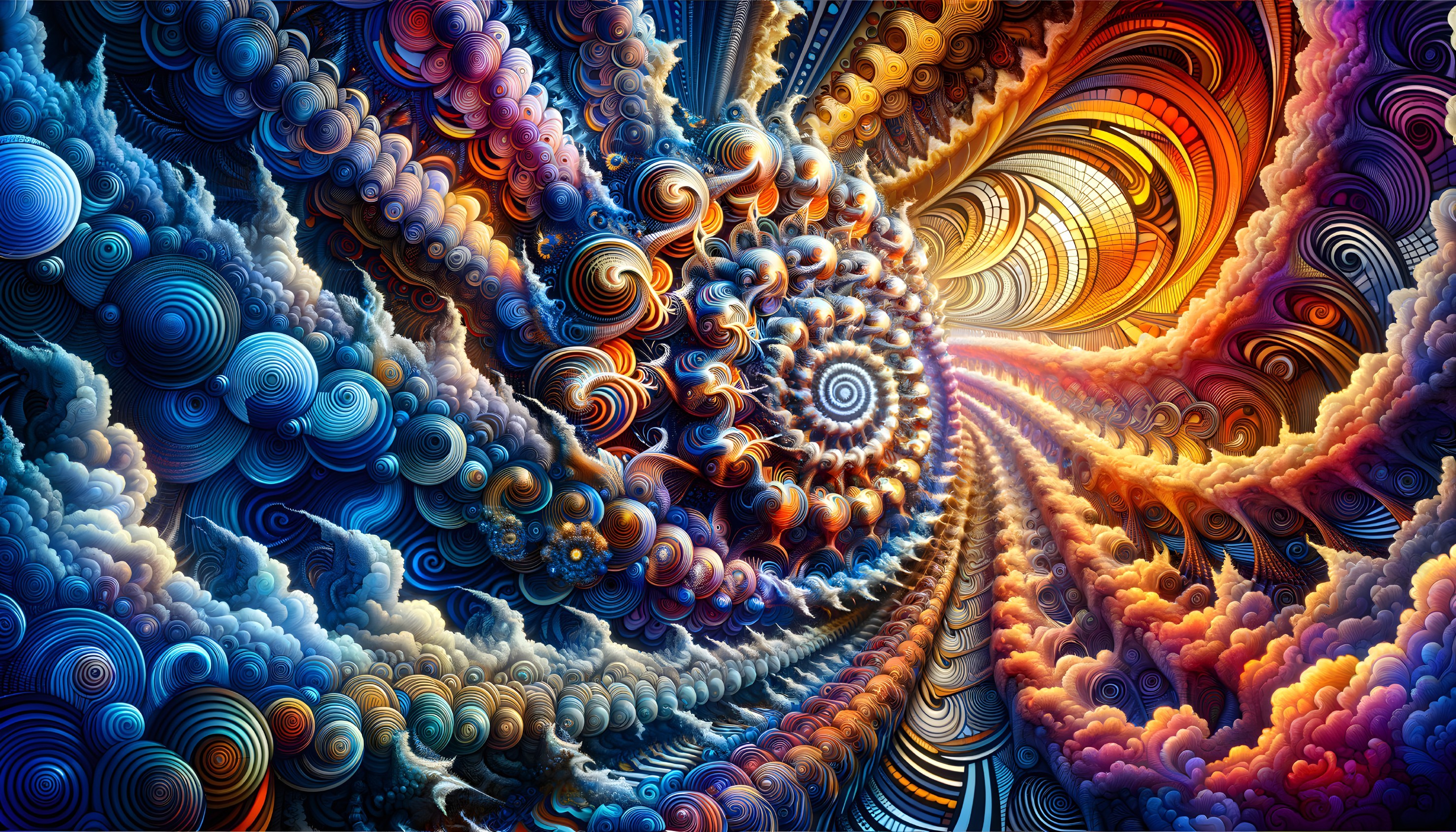 Vibrant Swirling Fractal Pattern with Colorful Depth