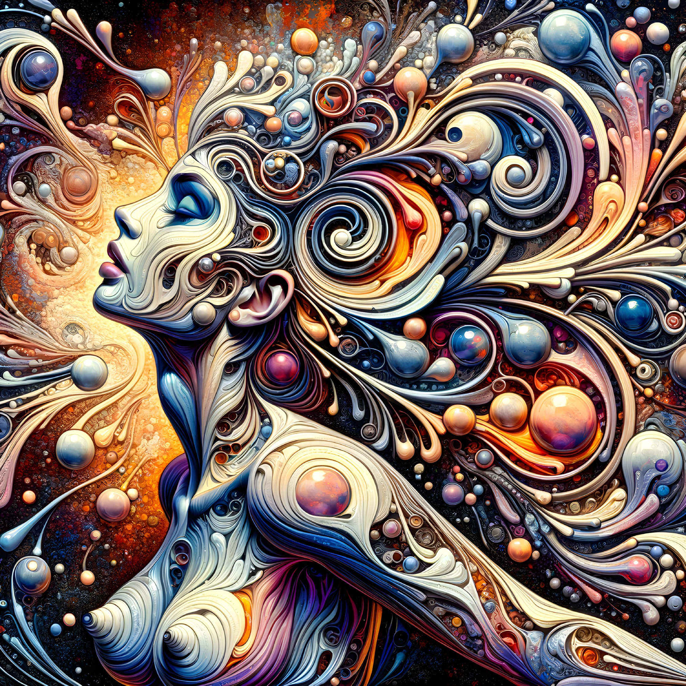 Abstract Portrait of a Woman with Cosmic Elements