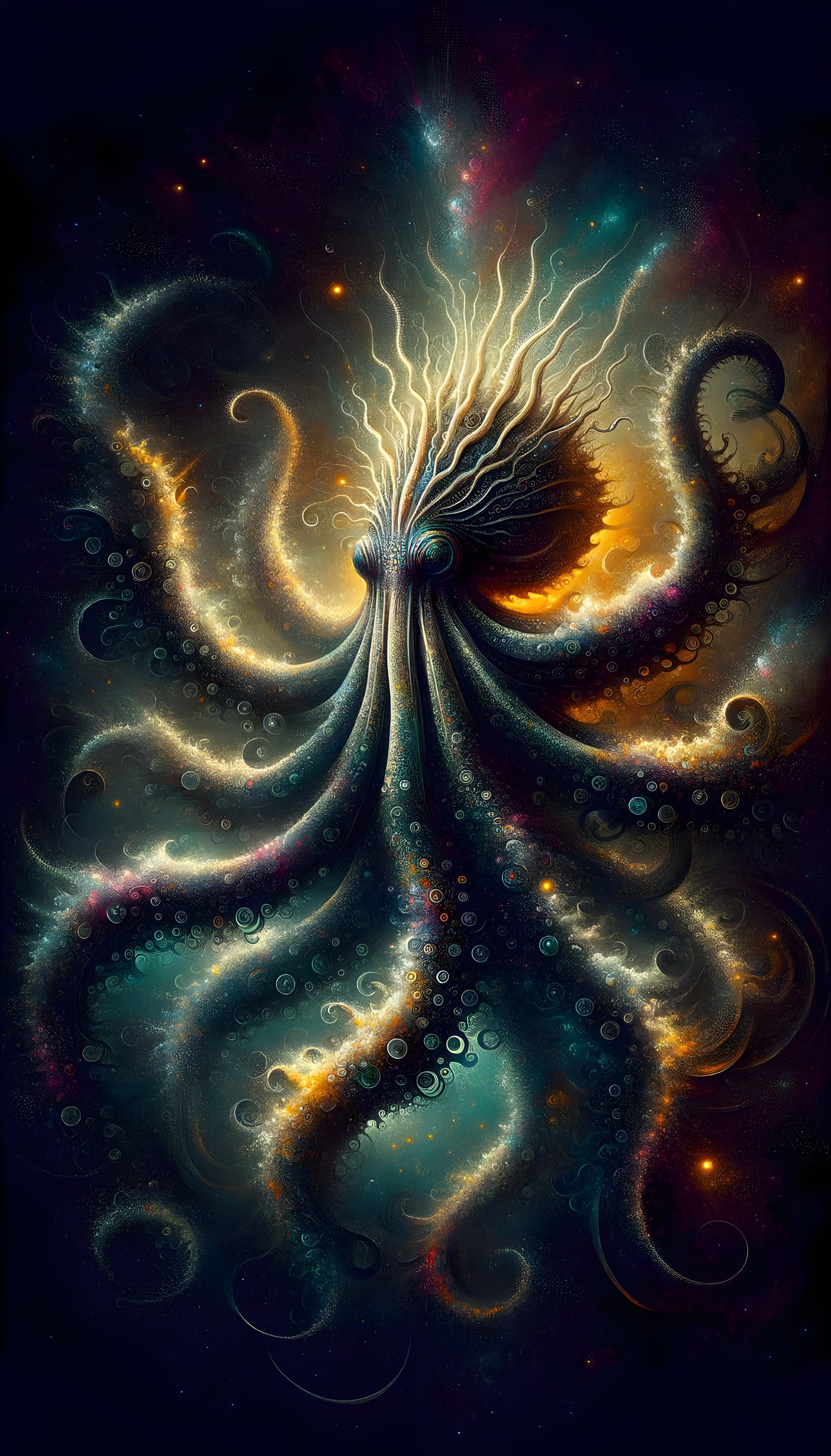 Intricate Cosmic Entity with Ethereal Tentacles