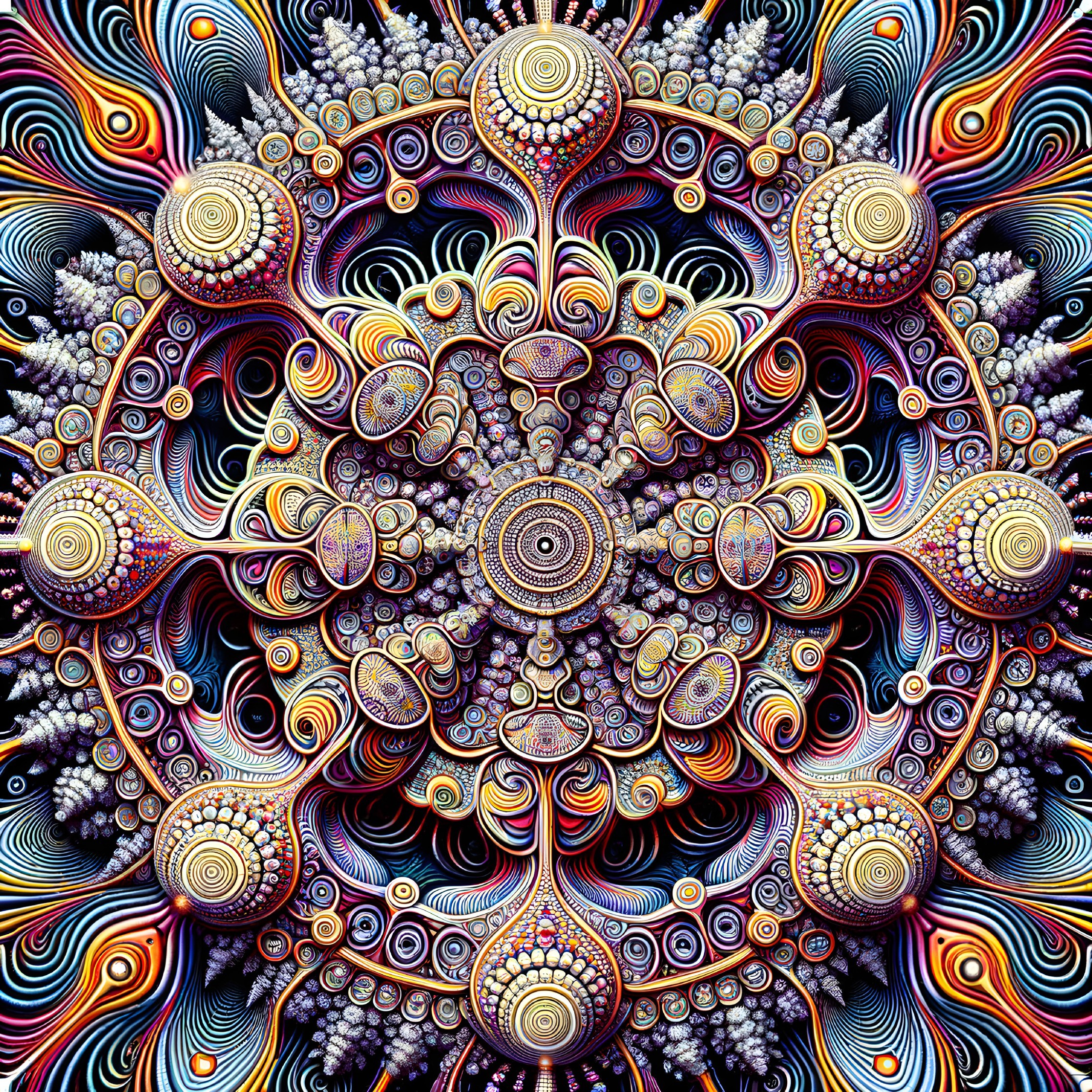 Colorful Fractal Design Resembling a Symmetrical Mandala