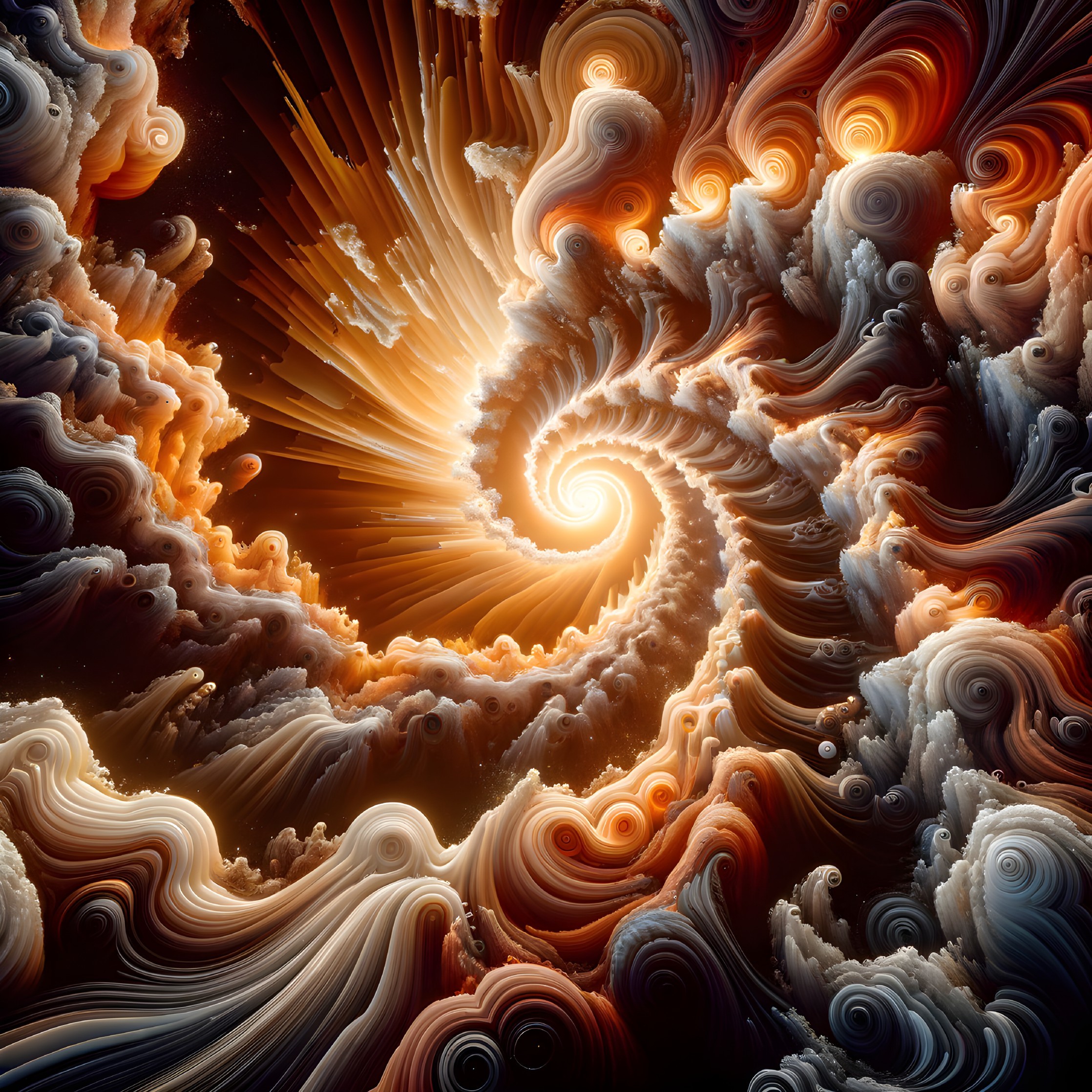 Fractal Pattern in Warm Tones with Celestial Design