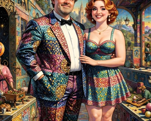 Holiday Card Featuring a Couple in Colorful Alley