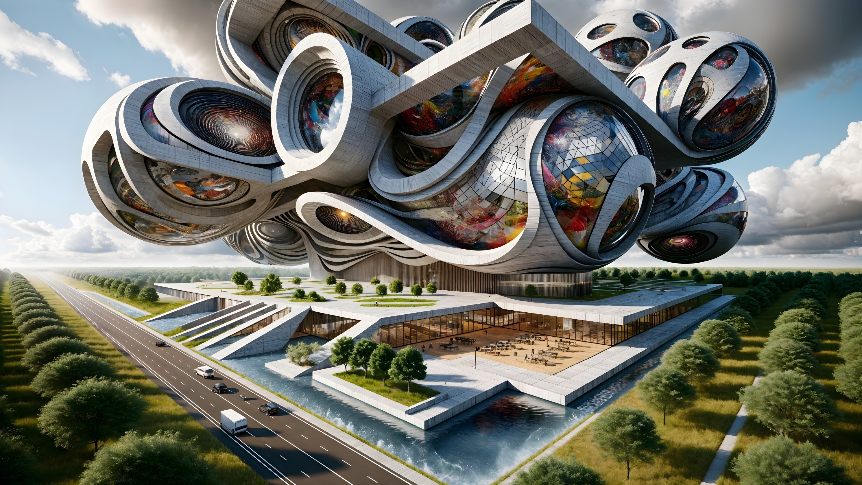 Futuristic Architectural Design with Organic Shapes