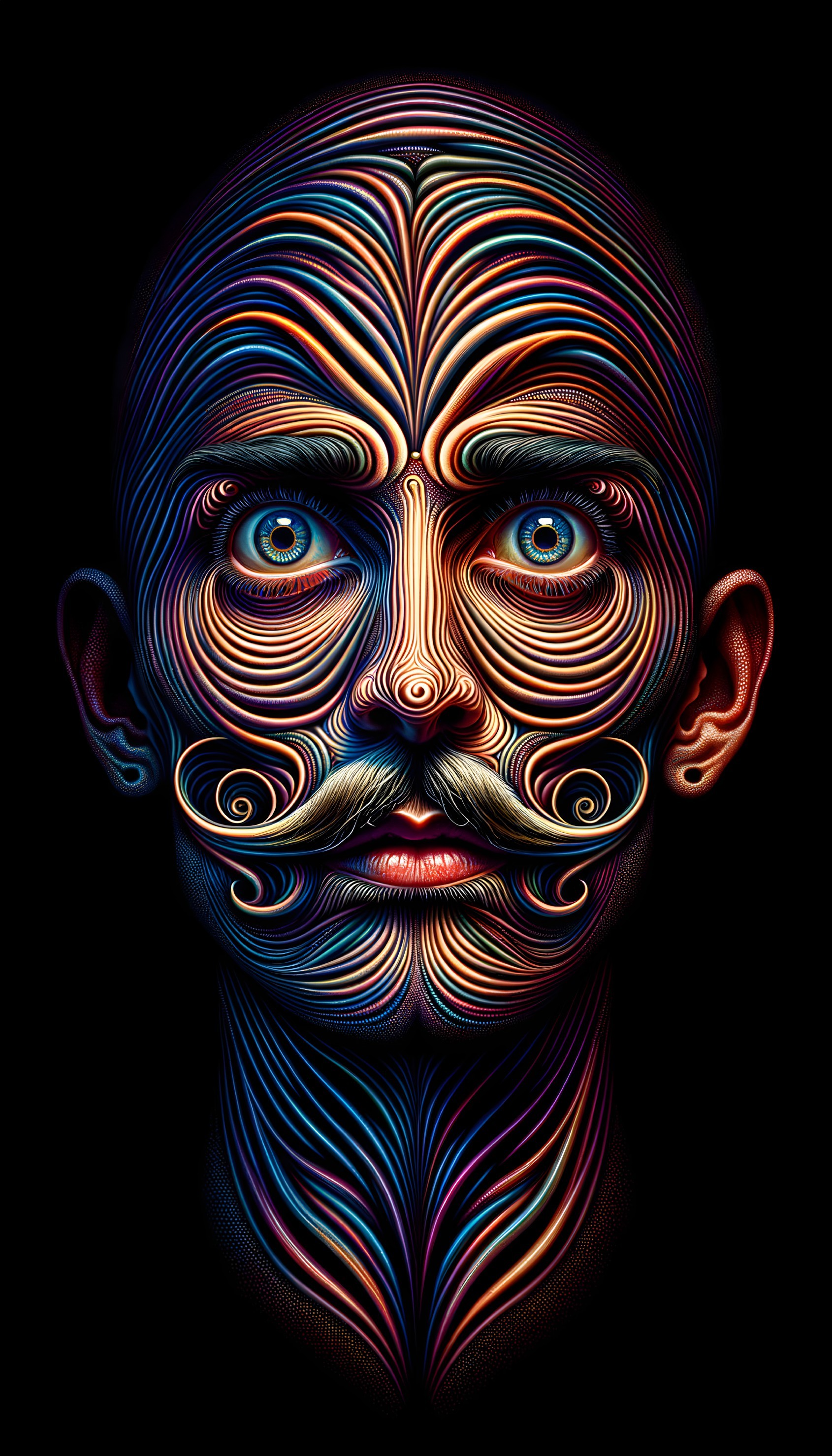 Surreal Artwork of Stylized Face with Vibrant Colors