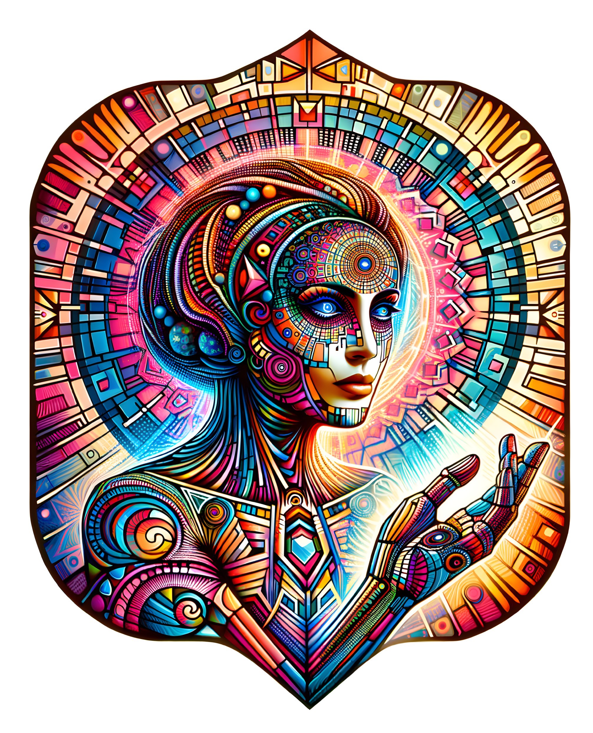 Futuristic Humanoid Figure with Colorful Design