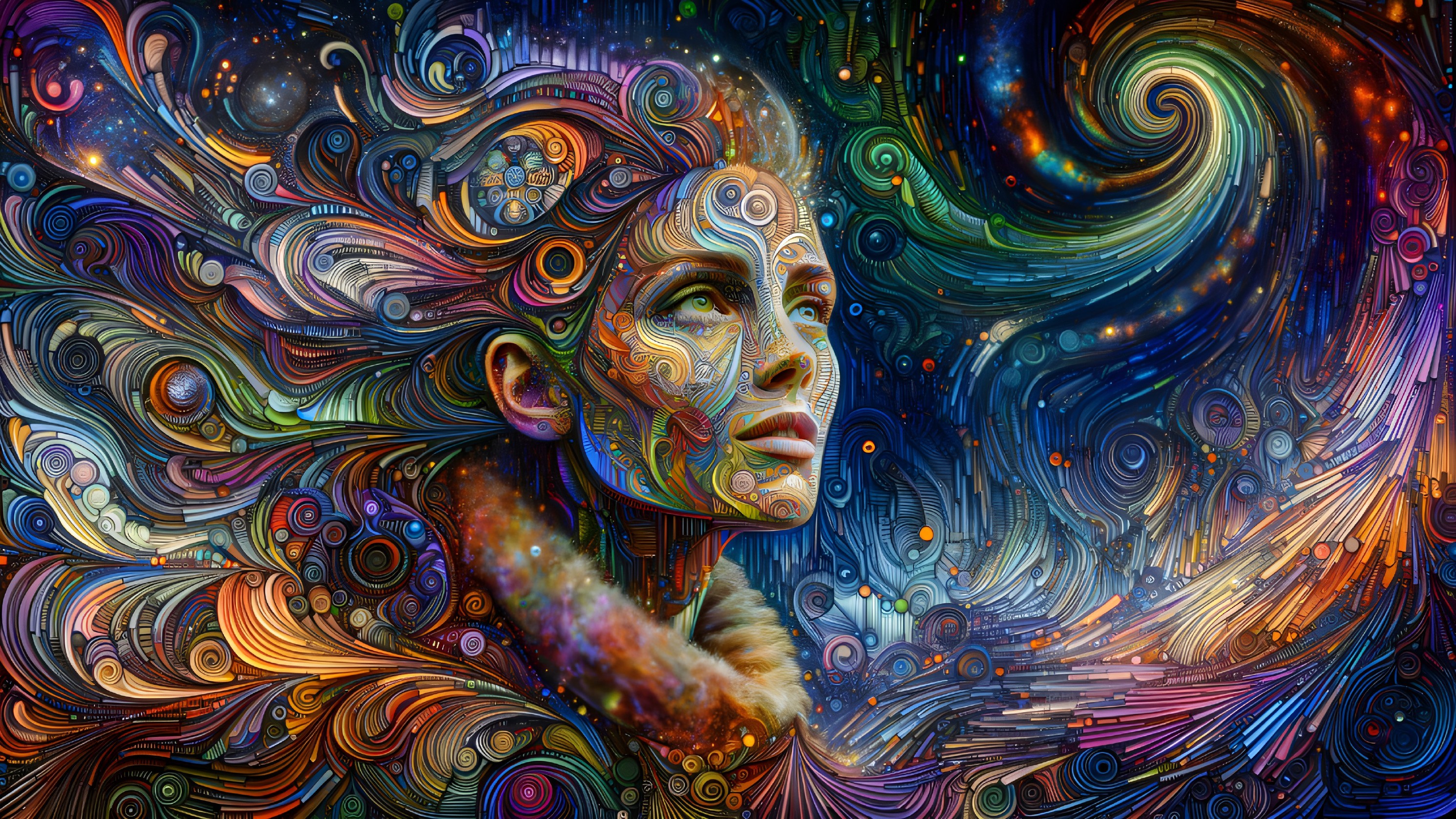 Surreal Portrait of a Woman with Cosmic Elements