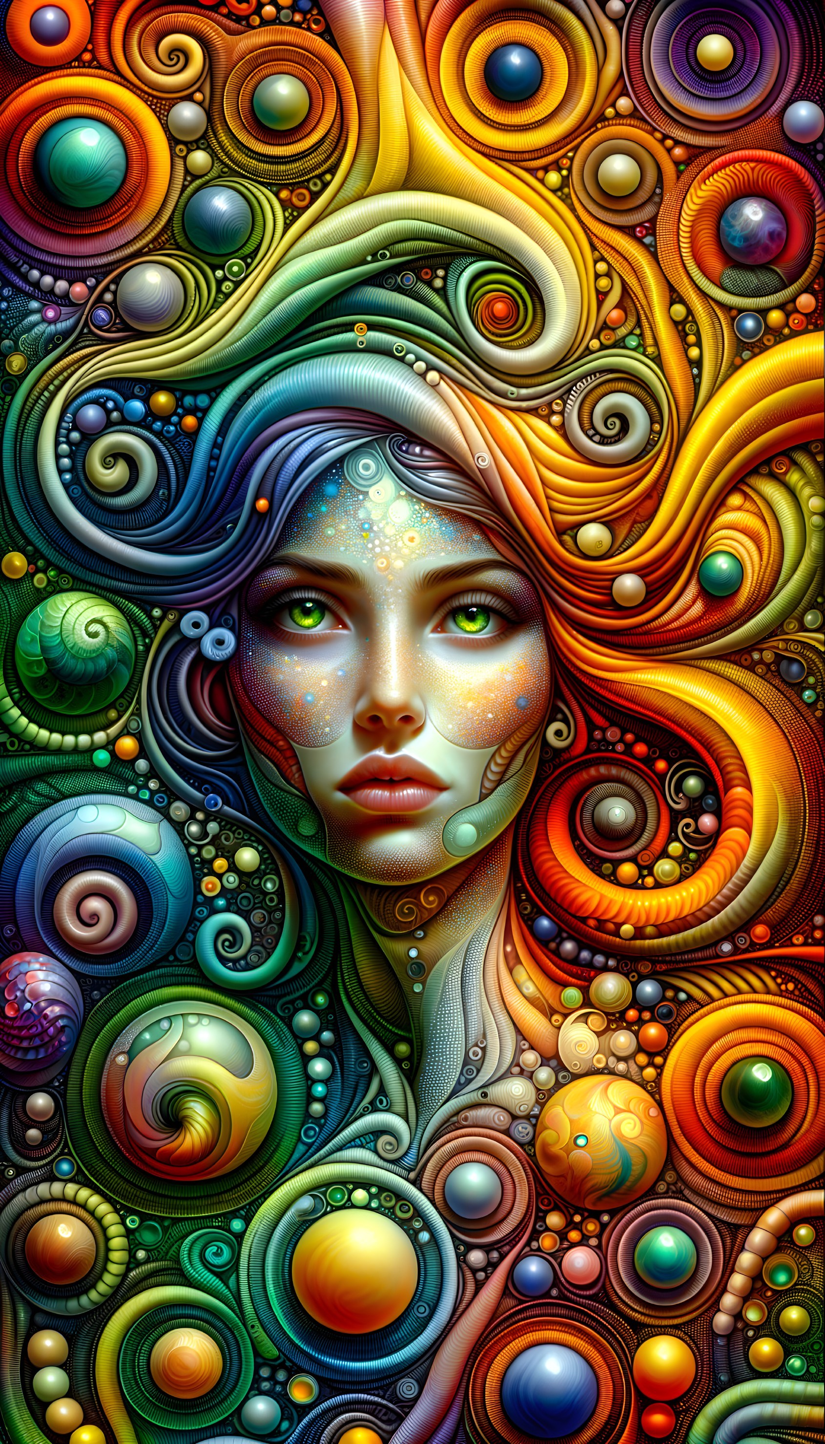 Surreal Portrait of a Woman in Cosmic Colors