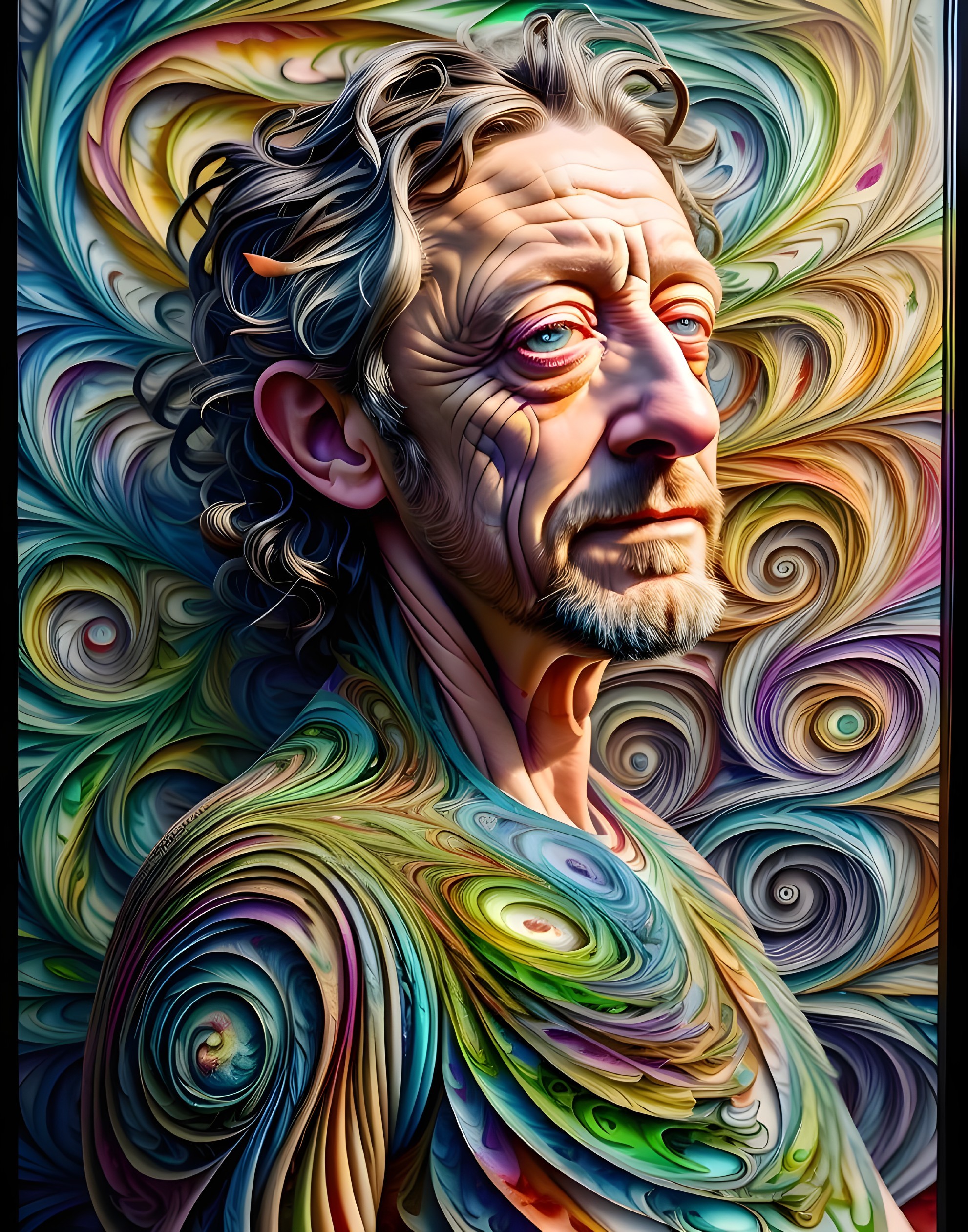 Curly Colorful Vortex: A Captivating Portrait