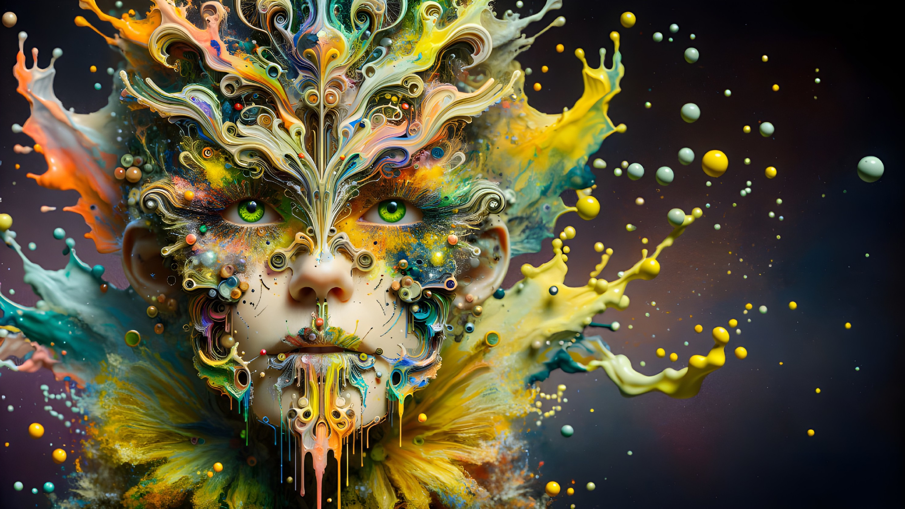Surreal Design Blending Human Faces and Abstract Patterns
