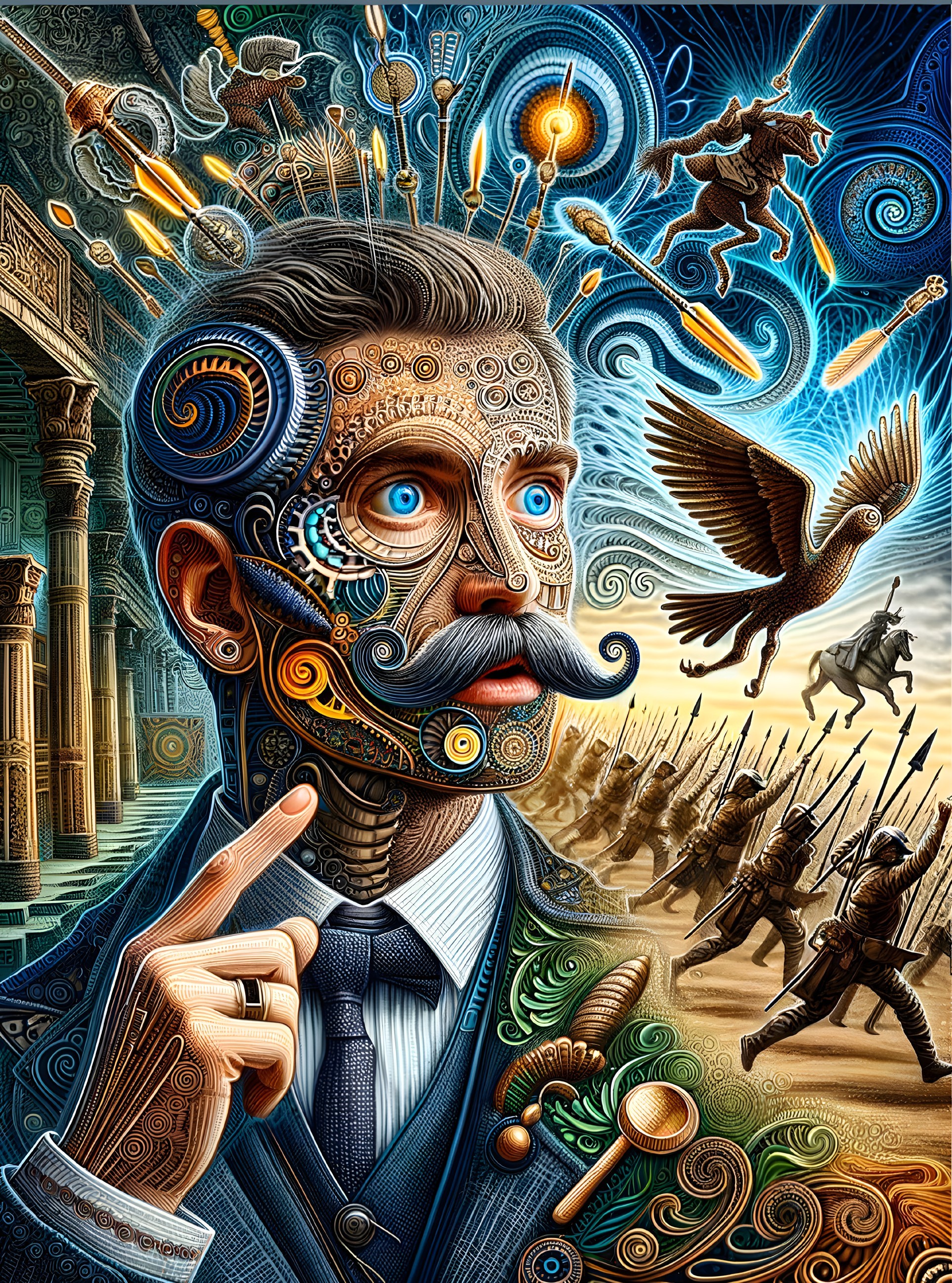 Surreal Man with Patterns and Dynamic Scene