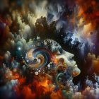 Surreal Abstract Human Face with Organic Patterns