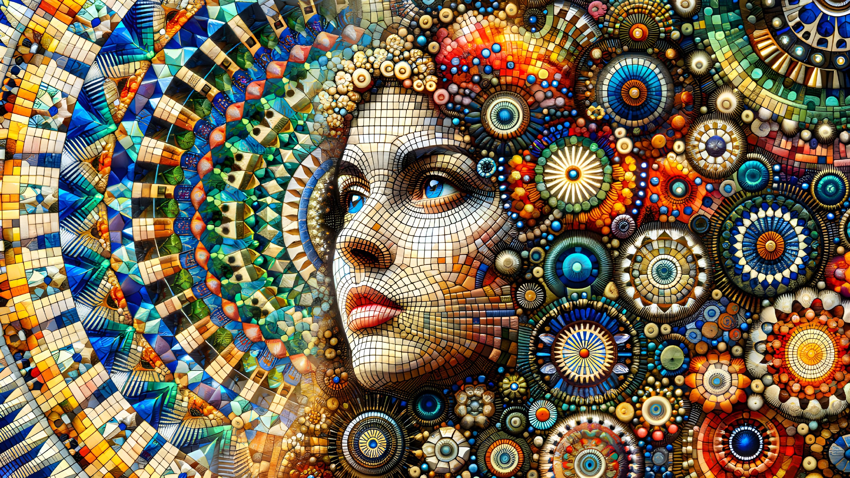 Colorful Mosaic Portrait: Intricate Beauty