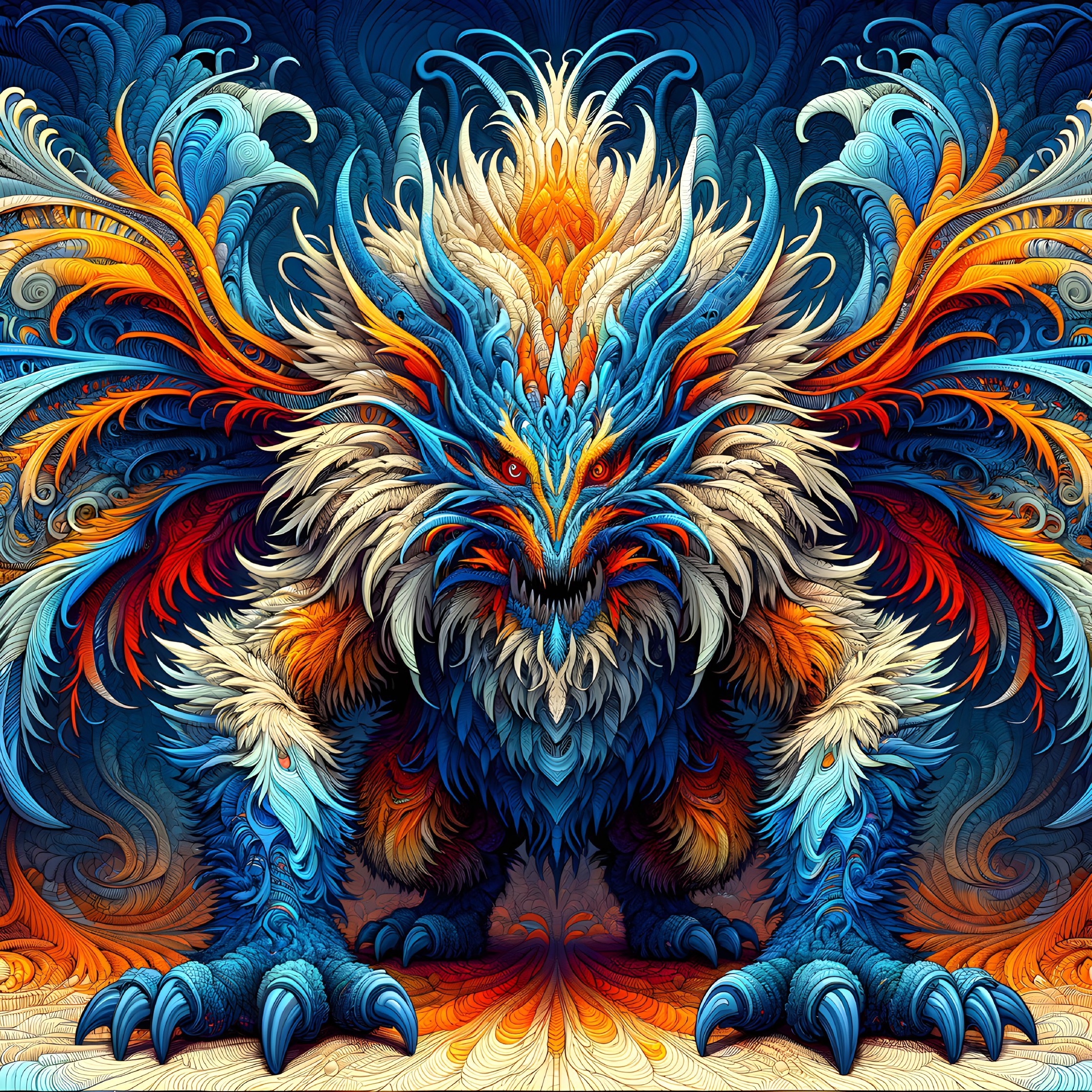 Vividly Colored Fantastical Creature Description